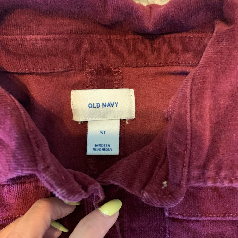 Old Navy corduroy shirt dress red wine size 5t - Picture 4 of 7